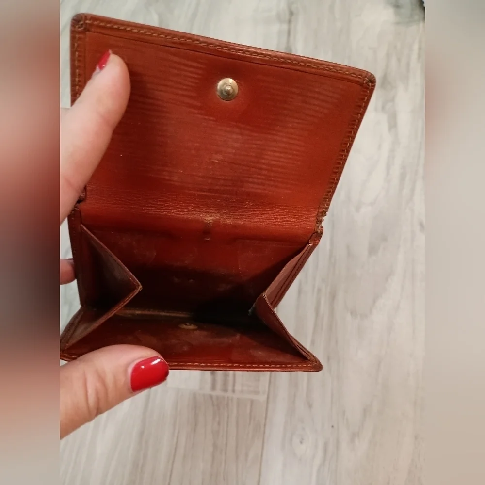 Authentic Louis Vuitton Men's Brown Orange Epi Leather Trifold Compact Wallet